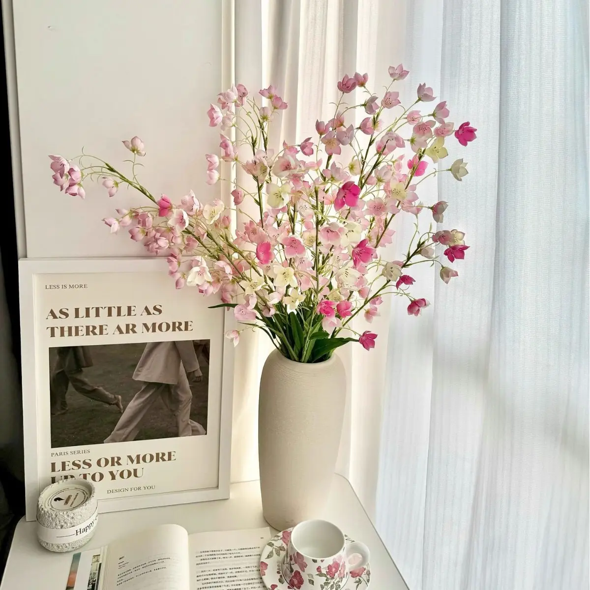 4-Pc Decorative Lily of the Valley Artificial Flowers, 39in Long-Stem Ornaments, Aesthetic Room Decor & 4-Pc Table Fill, Adds Soft Spring Charm to Bedrooms for Indoor Home/Office Wedding Decor, Plants