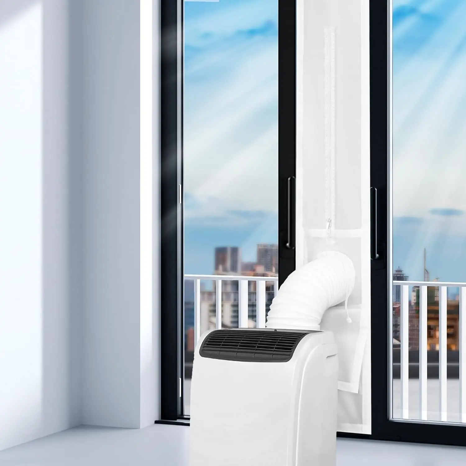 Window Seal for Portable Air Conditioner, 100% Sealing Effect AC Window Seal Vent Kit for Portable Air Conditioner Tumbler Dryer, 10x24~36 Inch Length Adjustable Waterproof
