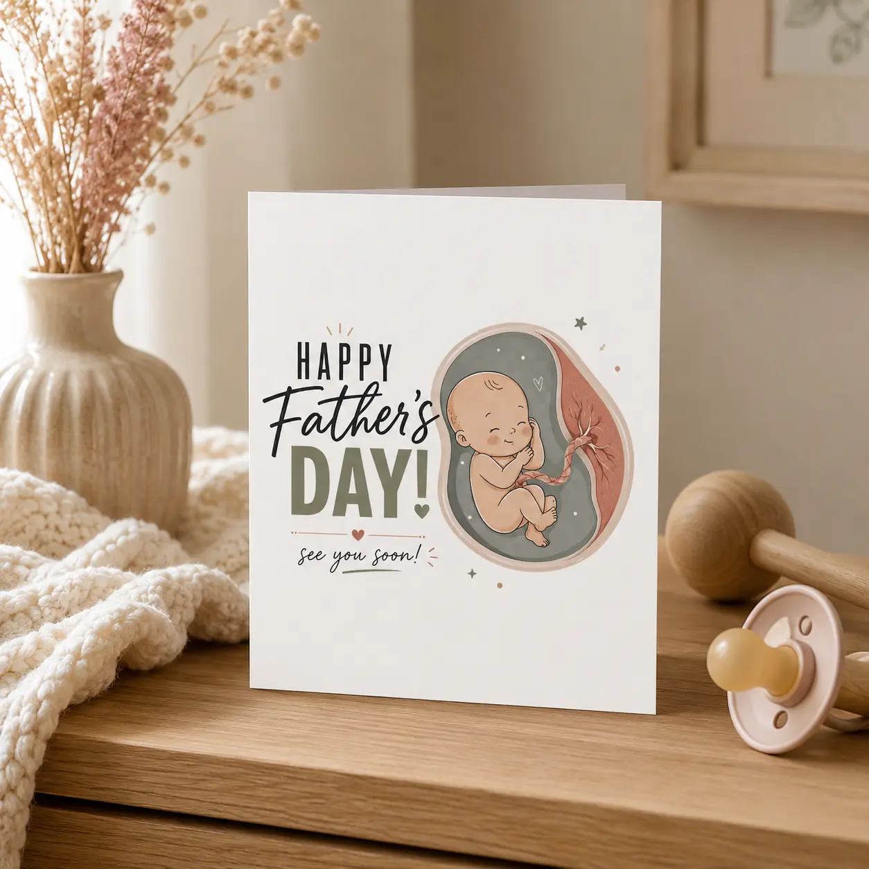[Father's Day Gift] First Father's Day Card from Baby Bump, Happy Father's Day See You Soon Card, Pregnancy Announcement Card for Dad to Be