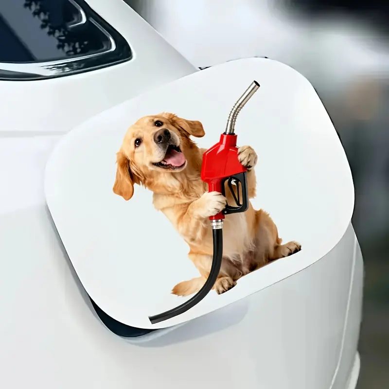 1PC Daily Cute Pet Goofy Decor Sticker (for car interior/pet-style water bottle) Golden Retriever Refueling logo elements, add fun & goofy pet daily texture Decor sticker Car Decals, Car Stickers, Car Accessories Funny Car Stickers, Stickers For Cars