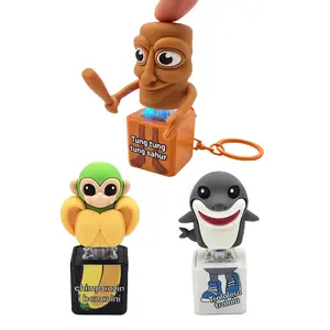 Italian Brainrot Meme Fidget Keychain Set, Funny Sound & LED Light Toys with Tung Tung Sahur and Tralalero Tralala, Stress Relief Gifts for Kids Adults, Funny Valentine's Day Favor, Easter Basket Stuffer & Backpack Charm.