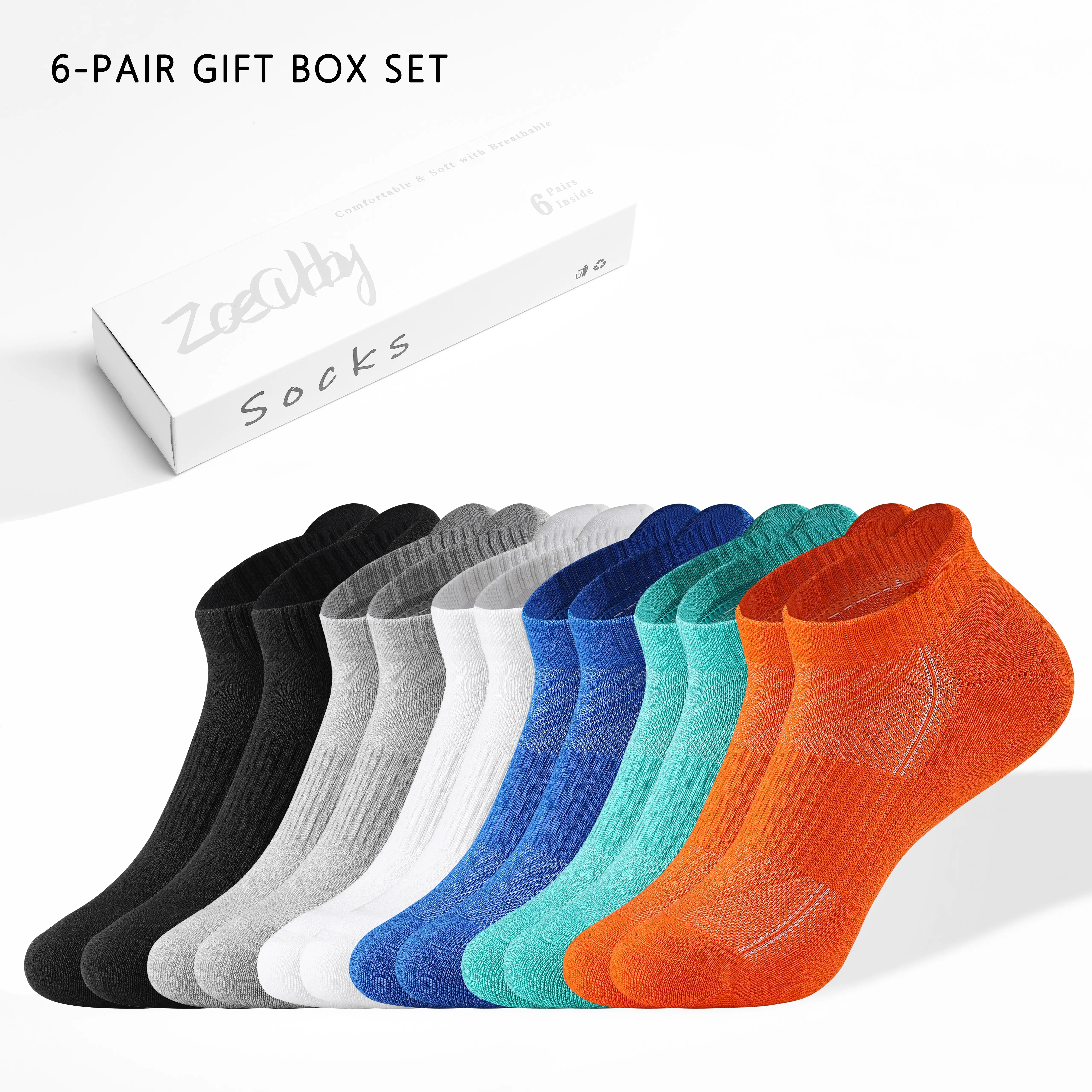 No-Show Athletic Socks 6 Pairs Ankle Athletic Running Socks Low Cut Sports Tab Socks for Men and Women