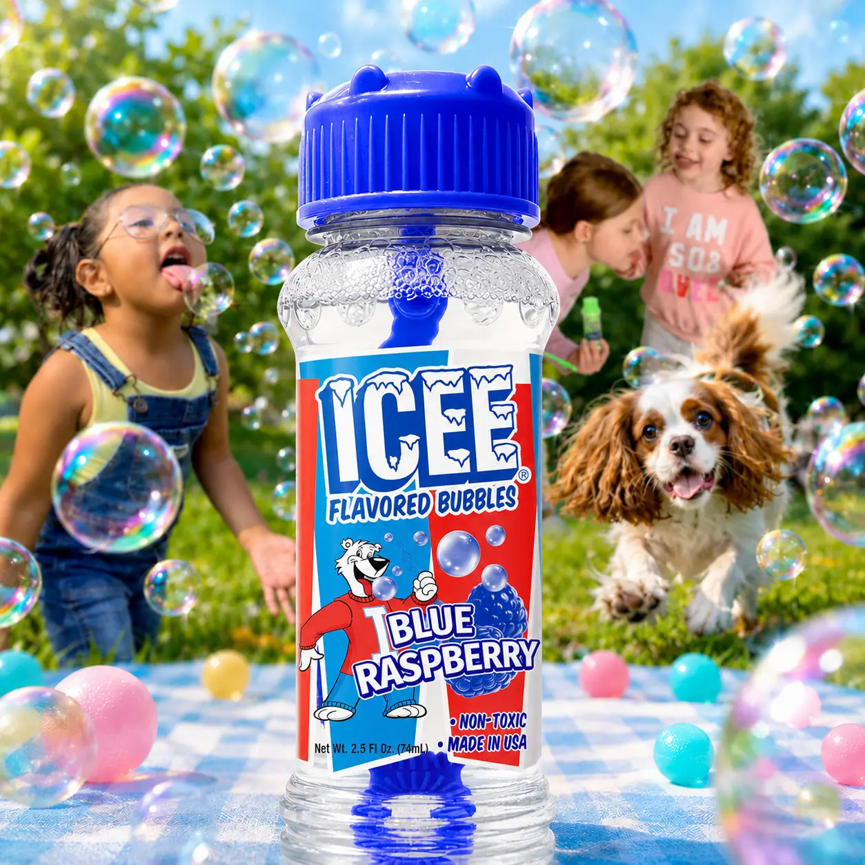 Edible Blue Raspberry Bubble Lick Cotton Candy Liquid Snacks, Ambient-Room Temp No-Mess Fun Treat for Kids