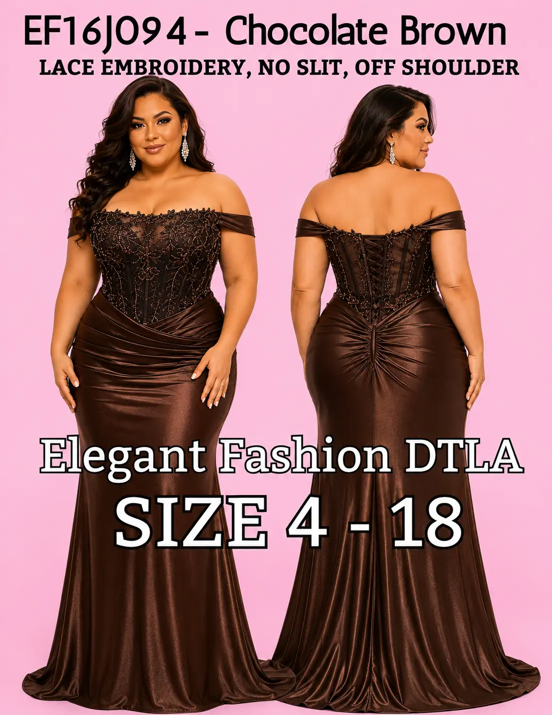 (SIZE 4-14)✨ Elegant Fashion✨ Chocolate Brown EF16J094