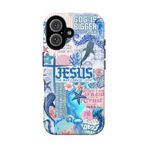 CaseTry Ocean Christian Phone Case – Pastel Beach Aesthetic with Bible Verses, Whale & Floral Collage – Inspirational Jesus Quotes for iPhone 16 15 14 13 12 11 Pro Max & Samsung Galaxy S25 S24 S23 Ultra Jesus Case, Shark Case, Seashall, Seashell