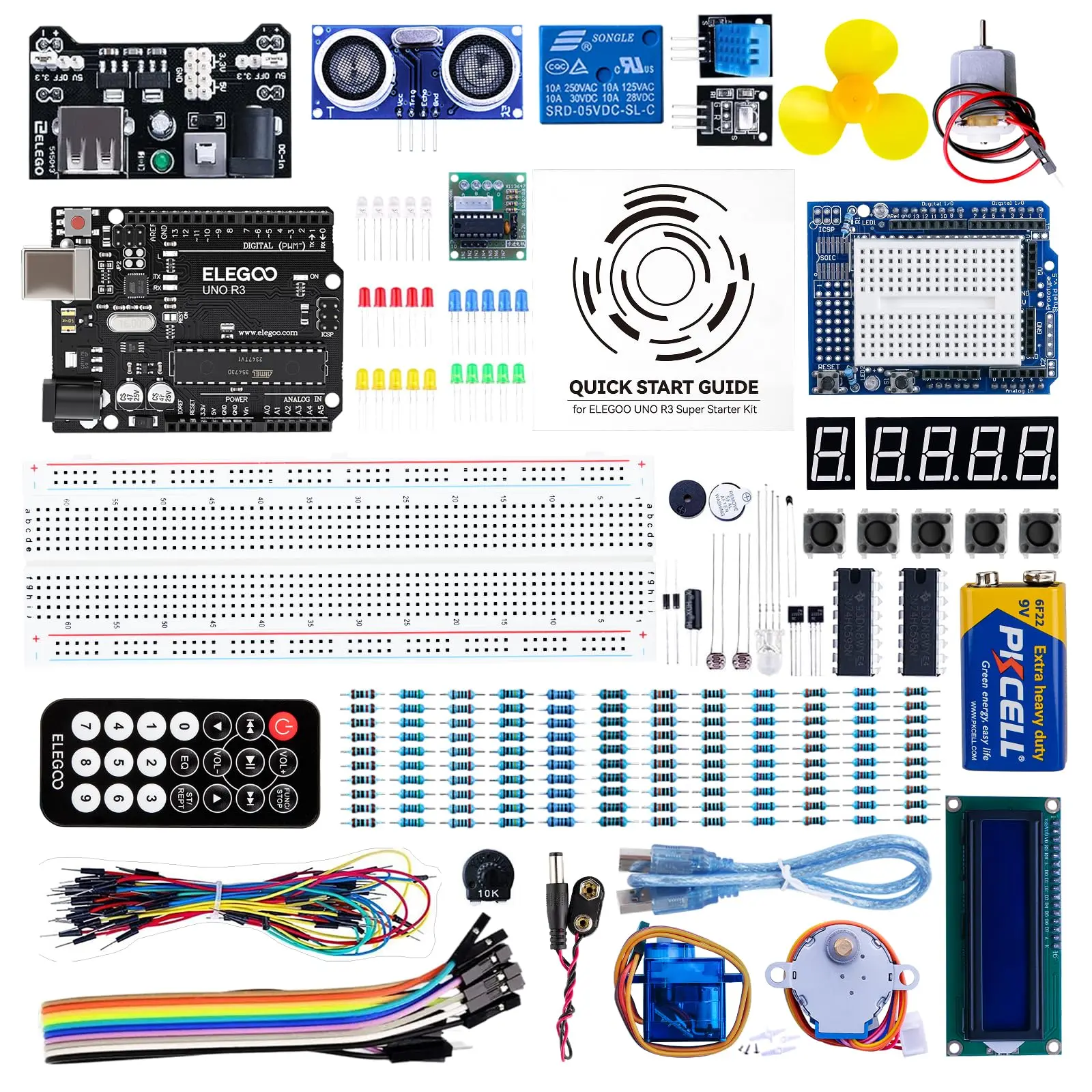 ELEGOO UNO Project Super Starter Kit - High-Quality Single Board Computer Accessory with UNO R3 Board, 9V Battery with DC, LCD1602, Tutorial PDF, Compatible with Arduino IDE (for Computers & Office Equipment)