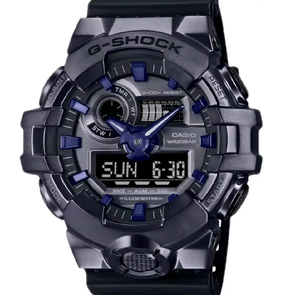 GM-700P-6 New G Shock dark and purple stainless steel Large Size Men' s Watch