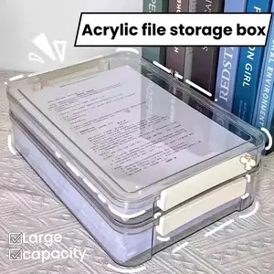 Portable Acrylic Storage Box with Lid, Portable project box with handle - Transparent storage box - Document and file protection cover - Stackable A4 paper storage box - Handmade photo album