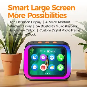 Smart HD Screen Bluetooth Speaker | AI Voice Assistant, Smart Alarm Clock & Digital Photo Frame | RGB Desktop Speaker with Hands-Free Calling