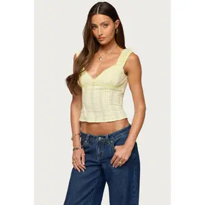 Katerine Embroidered Stripey Cotton Top