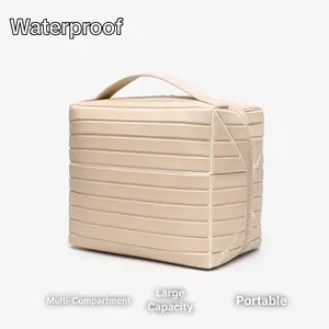Multifunctional waterproof cosmetic storage bag, foldable large-capacity travel wash bag, multi-compartment zipper design, portable and lightweight beauty finishing bag outdoorfun