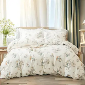 Muted Floral Gentle Valentine’s Bedding Set, 1 Fitted Sheet + 2 Pillowcases, Serene Romantic Style, Calm Bedrooms, Minimalist Spaces, Modern Bedding Set