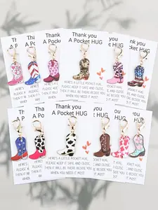 12pcs Western Cowboy Theme Boot Keychain Set, With Pocket Hug Card, Can Be Used To Decorate Bags, Backpacks, Car Keychains, Suitable For Family And Friends Birthday Gifts, Gatherings, Theme Parties, Anniversary Christmas Gifts, Keychain Collectibles