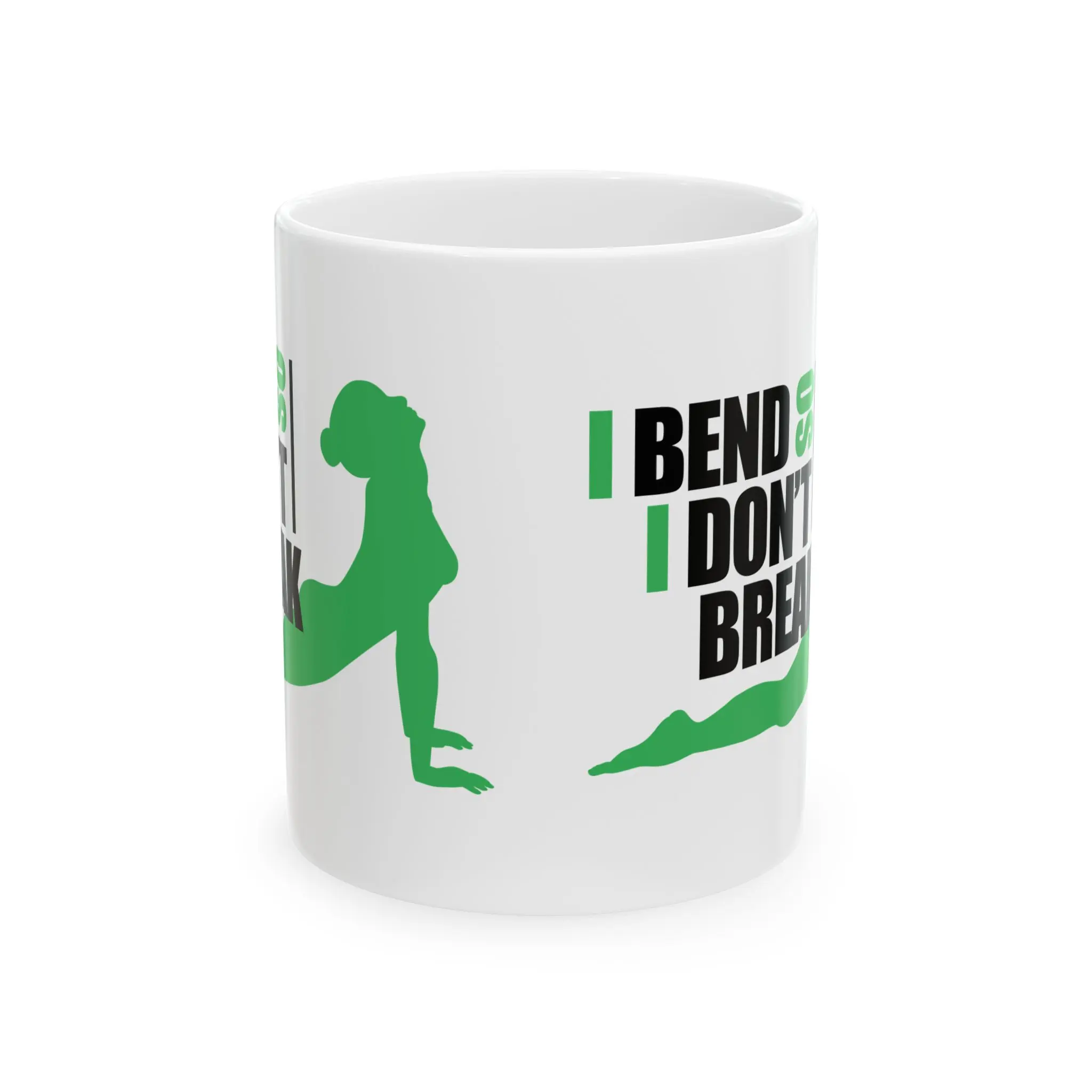 Empowering Fitness Ceramic Mug - Bend So I Don't Break, Workout Gift, Motivational Cup, Home Office Coffee Mug, Health Enthusiast, Gym Lover