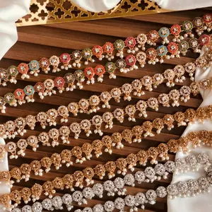 Pazeb Payal Indian Pakistani Anklet Set with Kundan Stones for Women's Traditional Footwear Elegant Wedding Accessories