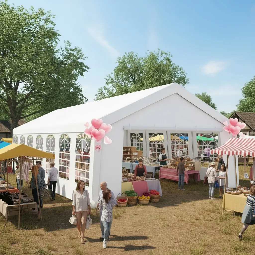 50x20ft Heavy Duty Large Banquets Tent with Removable Sidewalls, 200g PE Fabric Snow Resistant & Sun resistant, Outdoor Party Tents for Parties, Weddings, Emergency Shelter Place, Commercial use, Large White Wedding Tent with Drawstring