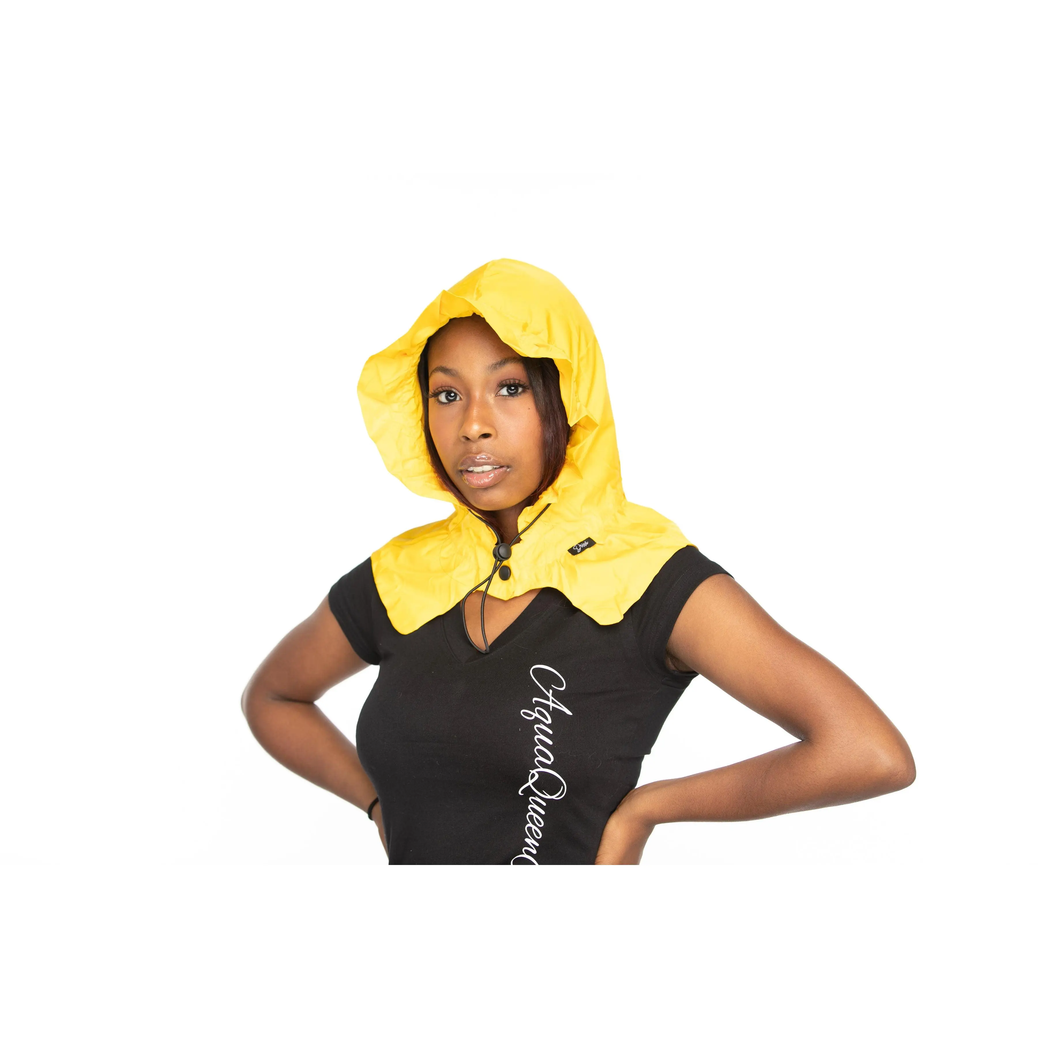 Drizzle Women's Radiant Yellow Waterproof Raincap - Lightweight, Chic, Portable, Hair Protection, Hidden Pocket, Rainy Day Accessory for Business Casual Occasions, Fashion Clothes Hat, Rainy Day Accessories, Cheerful Design, Rain Protection, Dressy, Folds