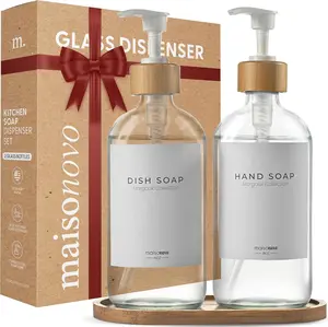 MaisoNovo Soap Dispensers 3-Piece Set|Bathroom Soap Dispenser|Kitchen Soap Dispenser Set|16.9oz Set of 7 with Tray