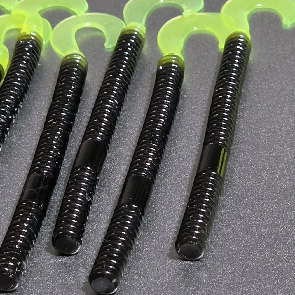 Black / Chartreuse Glow Tail Finesse Worm – 4.5” (12 count) Soft Plastic Worm Soft Fishing Lure Fishing Fishing Equipment Fishing Tools