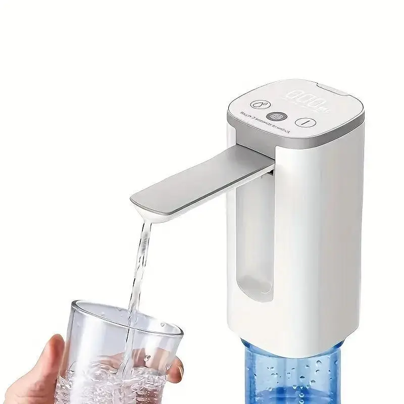 1pc Rechargeable Pump Water Cooler & Dispenser - Portable Smart Electric Large Jug, Digital Display, 3-5 gal Bottles Universal Fit, Batteries Included, Outdoor Home Kitchen Appliance