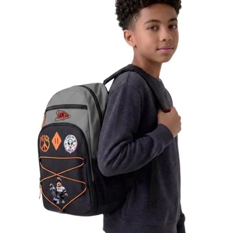 Roblox Customizable Gaming Backpack Personalized with Sport Patches for School & Gaming Adventures 17in x 12in x 5.5in Kids Durable Backpack