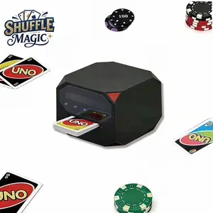 Vikye Automatic Shuffler and Dealer, Rechargeable 2500mAh Programmable Automatic Card Shuffler with Multi Player Modes for Bridge Sized Cards and Poker Games (Black)