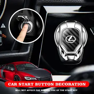 Universal Car Start Decoration Cover, Carbon Fiber Texture Anti-Scratch Wear Resistant, Key Button Protector for Lexus Rx Nx Es Lm Lc Tx Gx Lx