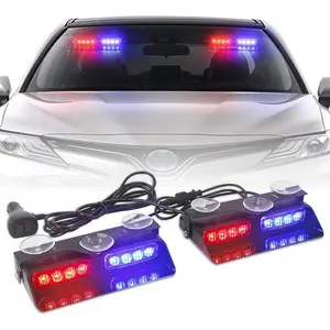XRIDONSEN 2 in1 Dash Emergency Strobe Lights Interior Windshield Red Blue Warning Safety Flashing Police Lights Law Enforcement w/Suction Cups for Volunteer Vehicles, Trucks (2×7.16 inch, 16 LED)