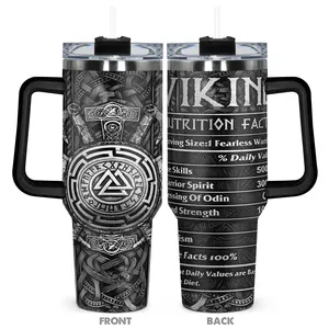 1pc, 40oz Stainless Steel Tumbler, Viking Valor Funny Print 40oz, Insulated and Durable, Gift for Any Occasion: Birthdays, Holidays, or Special Moments for Family, Friends, or Coworkers