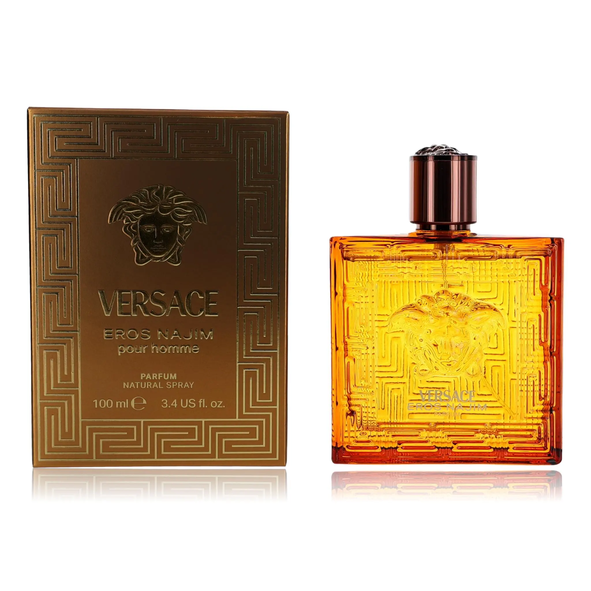 Versace Eros Najim Men's Cologne - 3.4 oz Parfum Spray, Men's Fragrances, Top Notes Caramel and Italian Mandarin, Middle Notes Cardamom and Oud