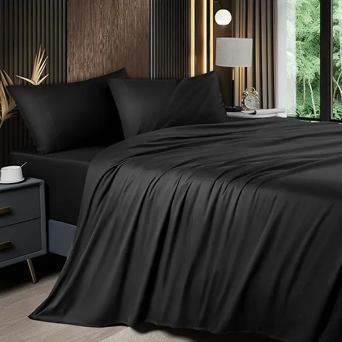Luxury Bamboo Sheet Set - 4/6-Piece Queen/Cal King Bedding, 1800 TC, 16" Deep Pockets, Cooling Effect, Soft, Wrinkle-Resistant, All-Season, Modern Holiday Gift