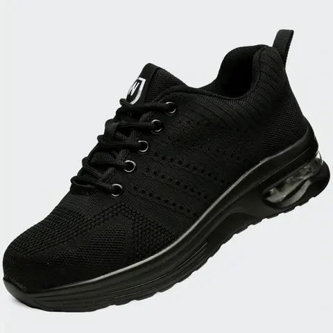 Women's Anti-smash and Anti-puncture Air Cushion Soft Sole Safety Steel Toe Sneakers, Security Guard Shoes, Casual Comfortable Breathable Sports Running Shoes, All Seasons Work Shoes, Trending Shoes