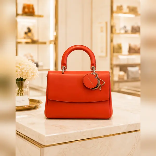 Pre-owned Dior ltely Tote Bags Christian Diorissimo Leather Top Handle Bag Orange Silver Hardware LA23265968