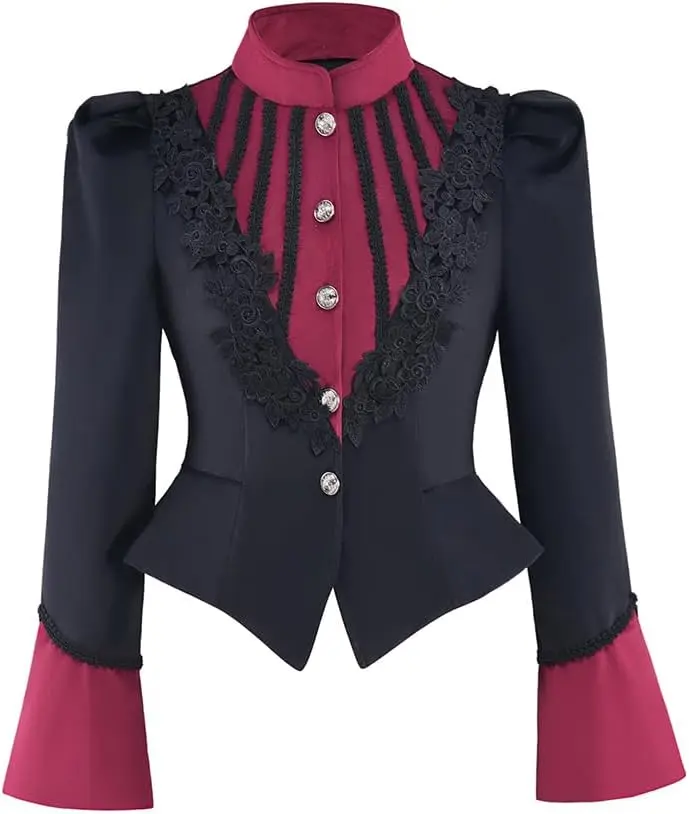 Medieval Edwardian Jacket Women Victorian Tuxedo Coat Gothic Steampunk Jacket Top