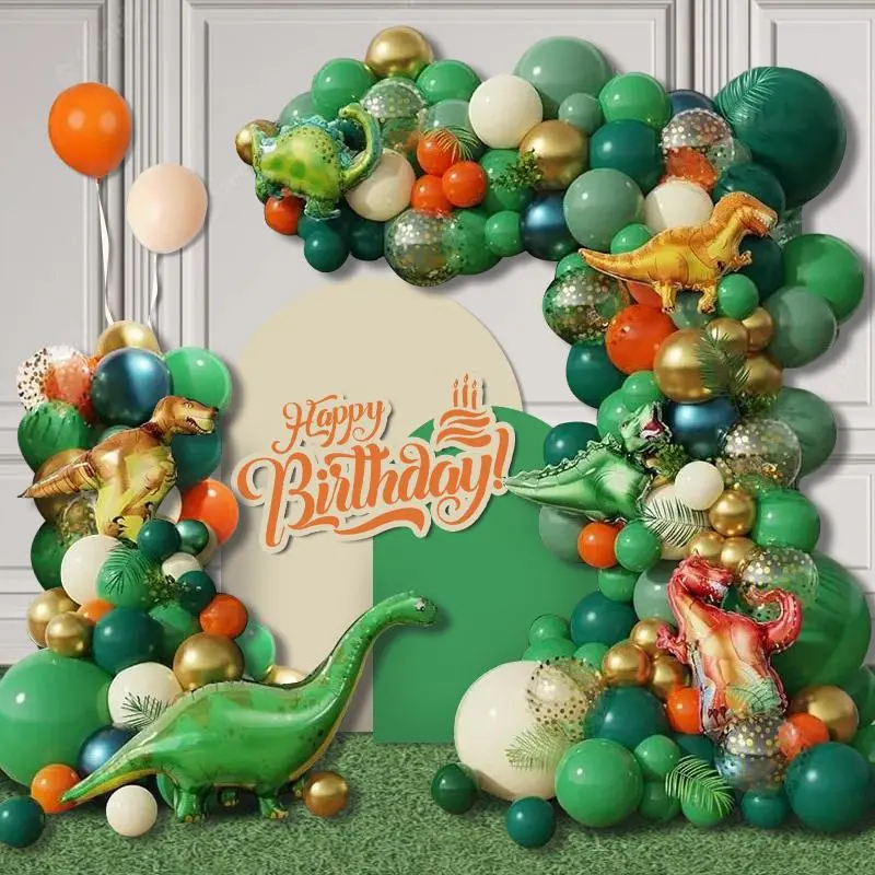 Dinosaur Themed Balloon Arch Kit, Balloon Garland Kit, 131pcs/set Mixed Color Balloon Set, Happy Birthday Balloon, Dinosaur Balloons, Birthday Party Decoration Supplies, Birthday Decorations