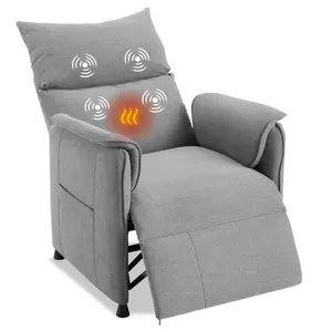 Garvee Elertric Recliner Chair with Massage and Heat,  Adjustable Single  Recliners Sofa with Remote Control Home Theater Seating ＆Armchair for Living Room/Office (Fabric, Grey)