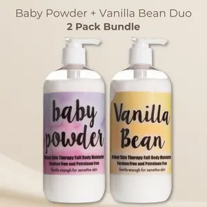 Vanilla Bean + Baby Powder Body Lotion Duo | 2 Pack Bundle | 16 oz