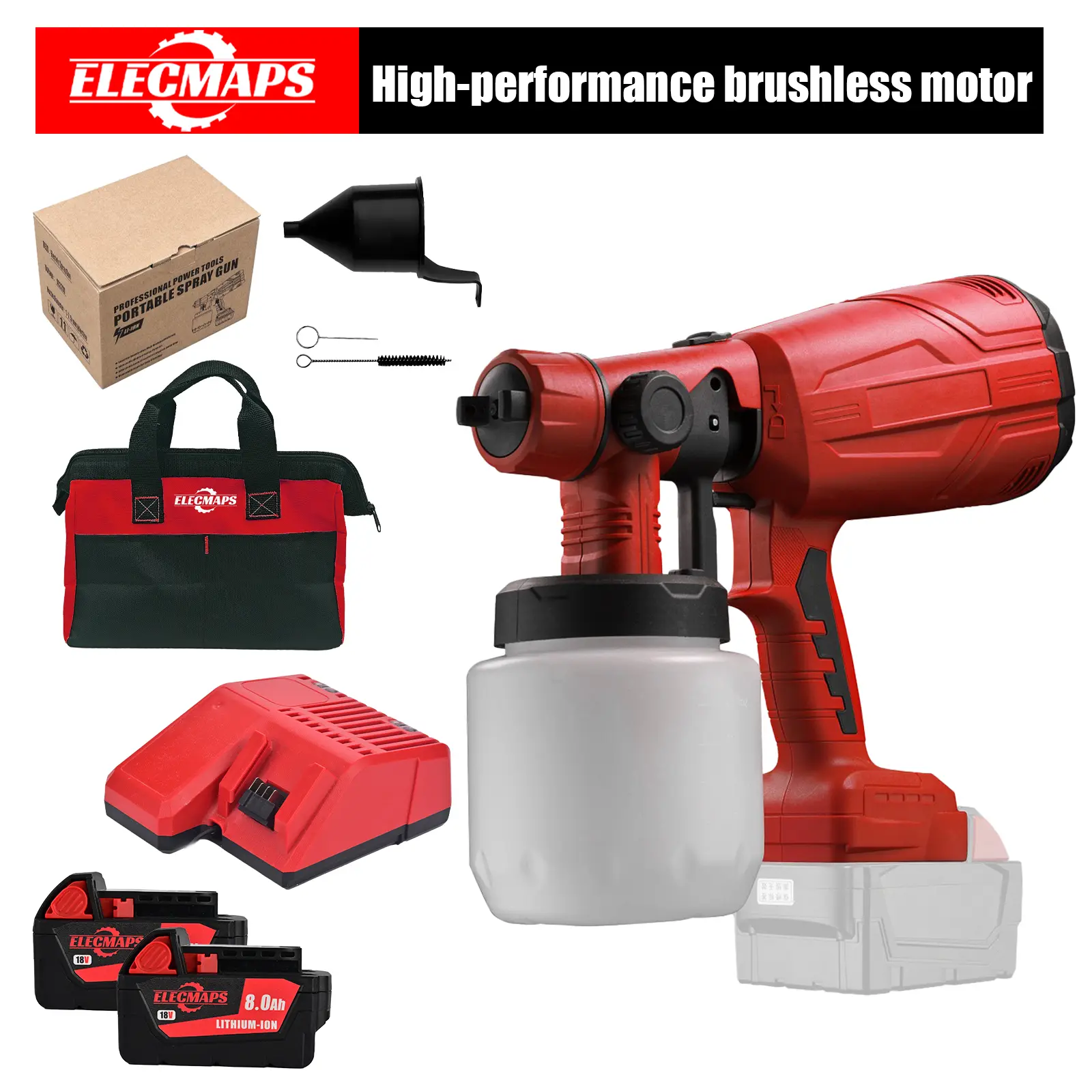 Paint Sprayer for Milwaukee 18V Battery,  with Brushless Motor,for Home Interior and Exterior, House Paint