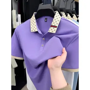 Men's Luxury Short Sleeve Polo Shirt Color Block Lapel Casual Breathable Personalized Letter Print Summer Top shortsleeve menswear gift gym basic minimalist top polo shirt men