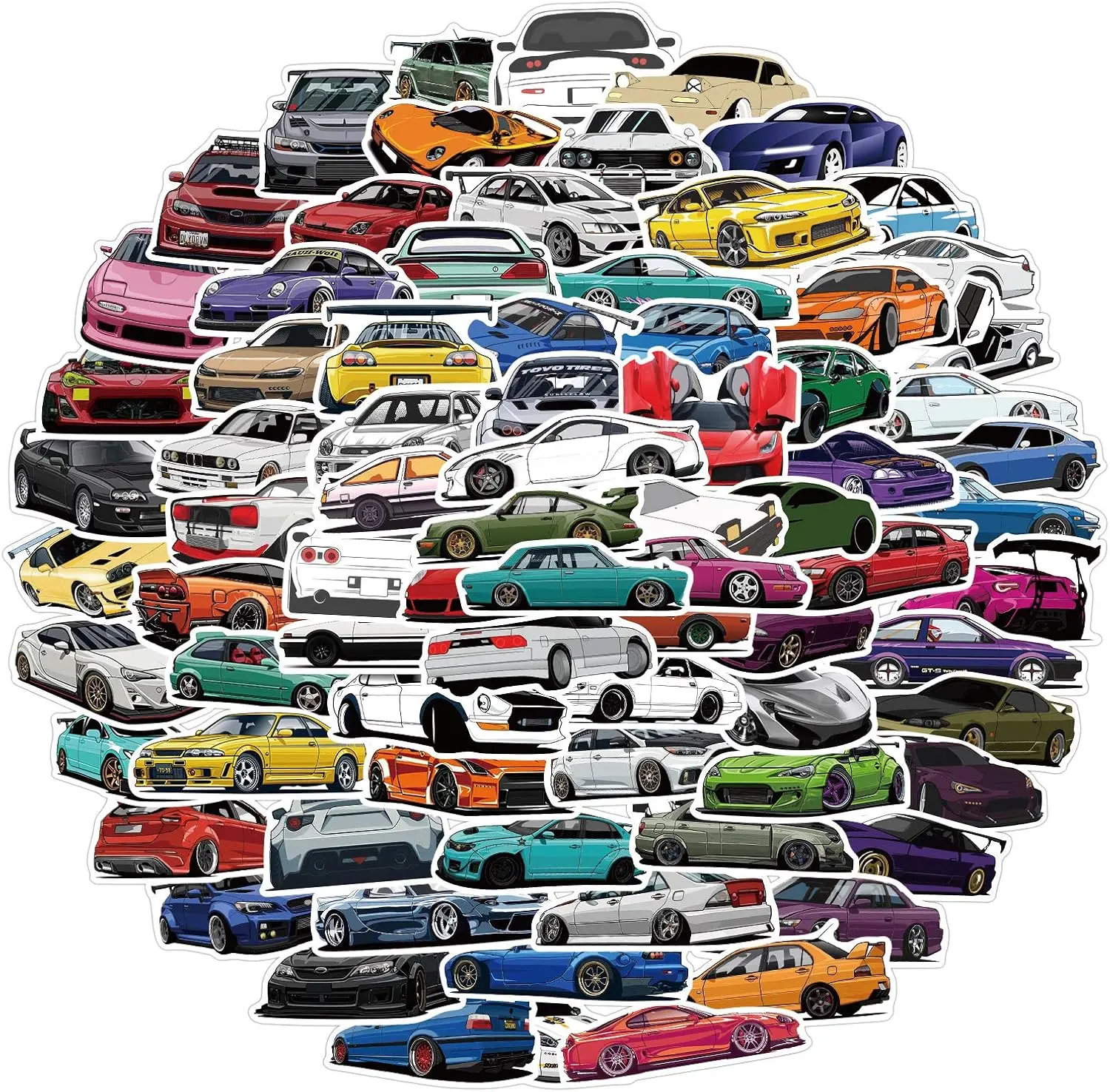 100 Pack Racing Car Stickers, Waterproof Stickers for Kids, Adults,  Laptop, Guitar, Hydroflask, Water Bottles, Kids Helmets, Computer, Phone, Luggage