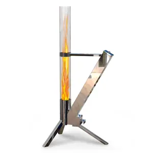 Wood Pellet Paito Heater Rocket, Outdoor Fire Pit Stove Fireplace With Glass Tube Chimney For Garden Backyard Camping Heating (Smokeless & Fireproof)