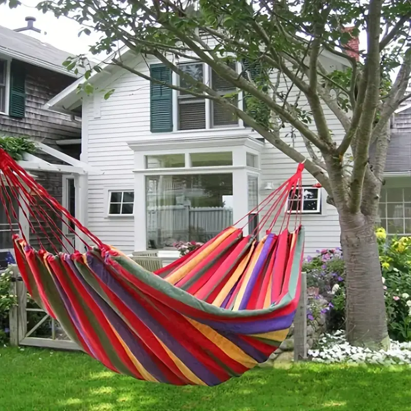 ‌Garden Cotton Upgraded Extra Large & Wide Hammock - Durable Comfortable Fabric with Tree Straps, 660lbs Heavy-Duty Support, Portable Travel Bag for Camping/Patio/Backyard (Indoor & Outdoor Use)
