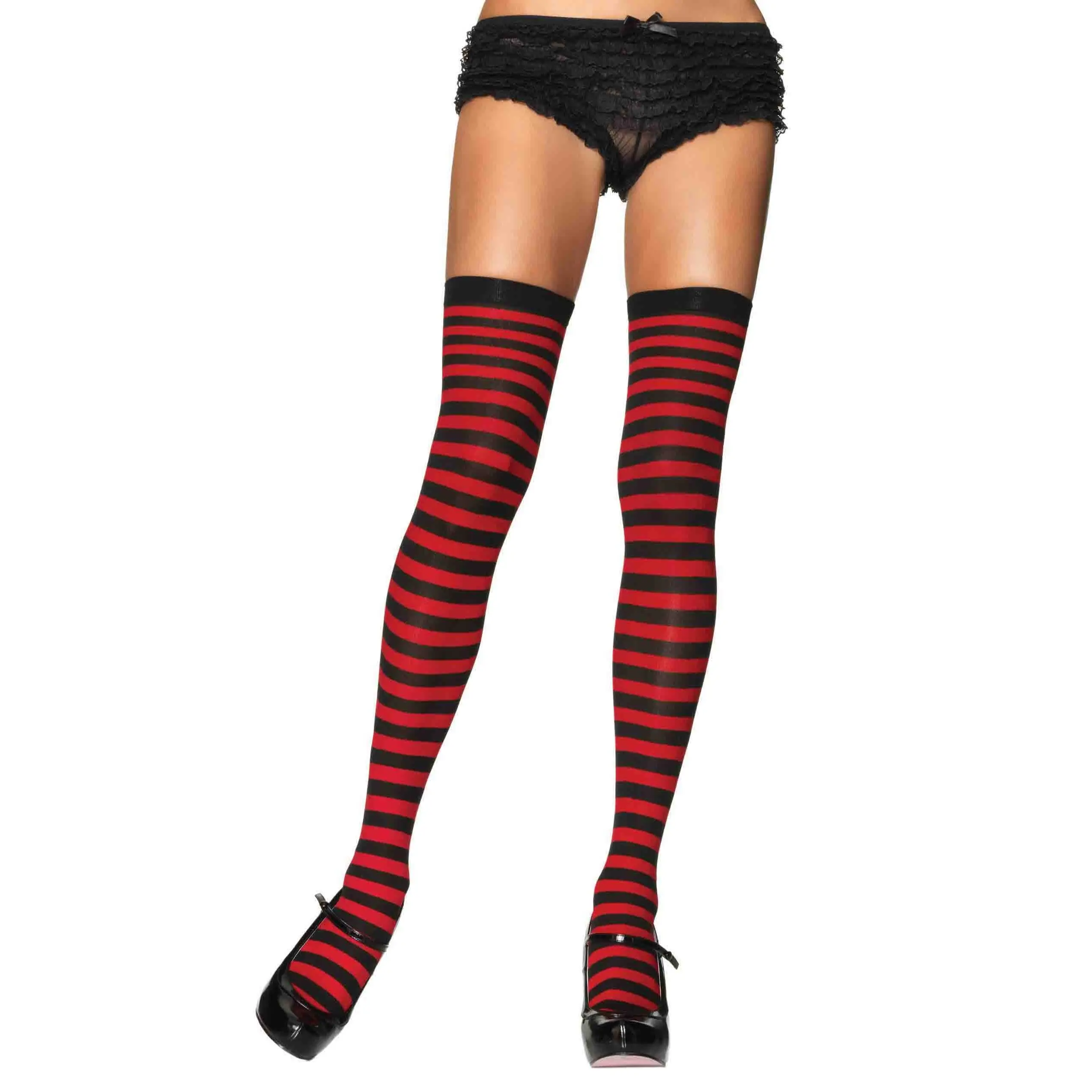Cari Striped Stockings Black Red