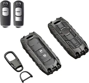Heavy Duty Zinc Alloy Key Fob Cover, Accessories, Key Fob Case, Keychain Compatible with 2009-2019 Mazda 3 6 CX-5 CX-7 CX-9 MX-5 Miata Toyota Yaris iA Scion iA