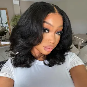 16 Inch Bob Wig Human Hair 13x4 Body Wave Lace Front Wigs Human Hair 180 Density HD Lace Frontal Wigs Short Body Wav Wigs for Women Pre Plucked Natural