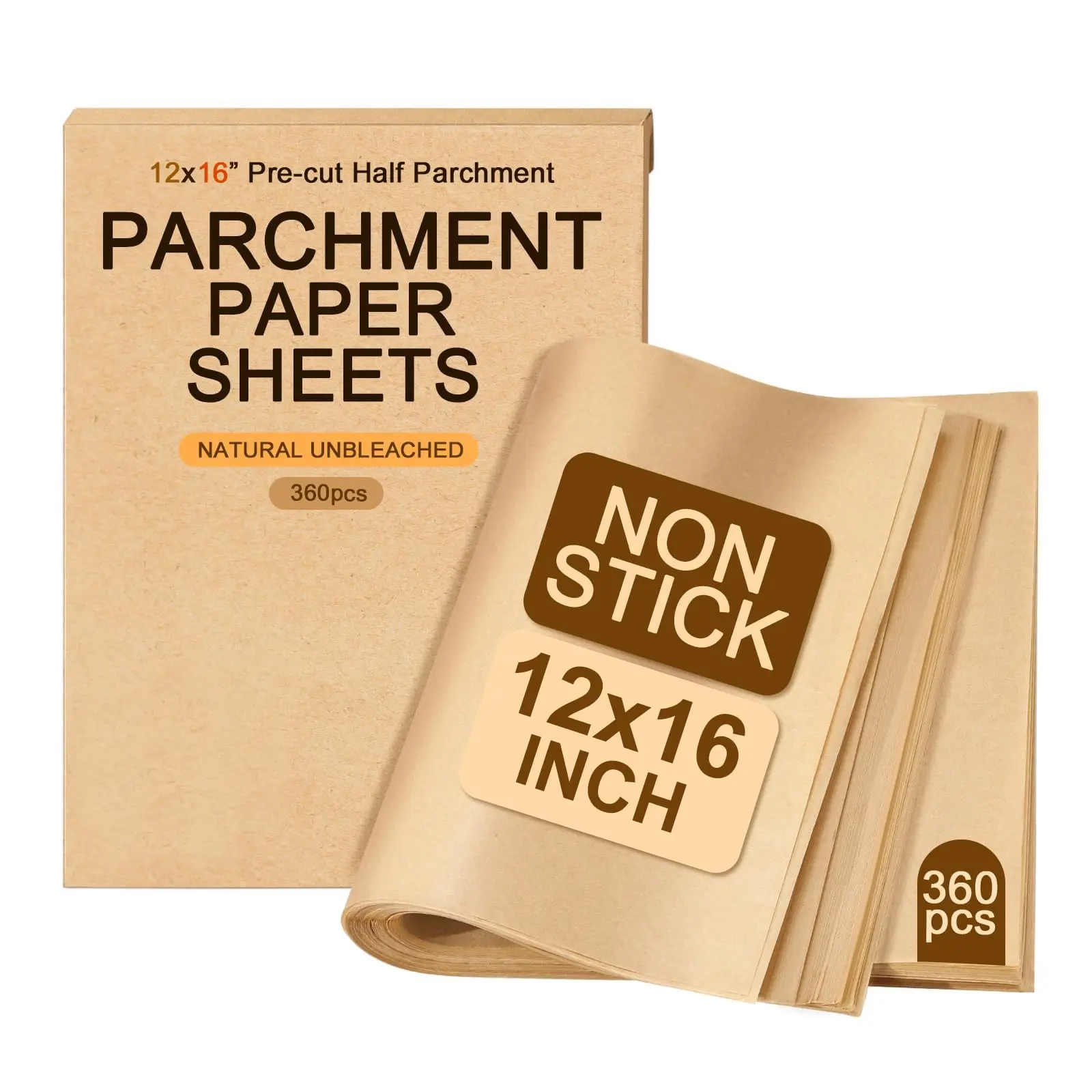 Kesaplan 360 Count 12"x 16" Heavy Duty Parchment Paper Sheets for Baking No-Stick & No-Leak Unbleached Baking Paper, Pre-cut Half Parchment Paper Sheets for Oven, Air Fryer, Microwave