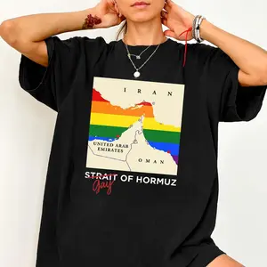 Strait of Hormuz Shirt, Rainbow Map Graphic Tee, Middle East Geography Art Unisex T-Shirt