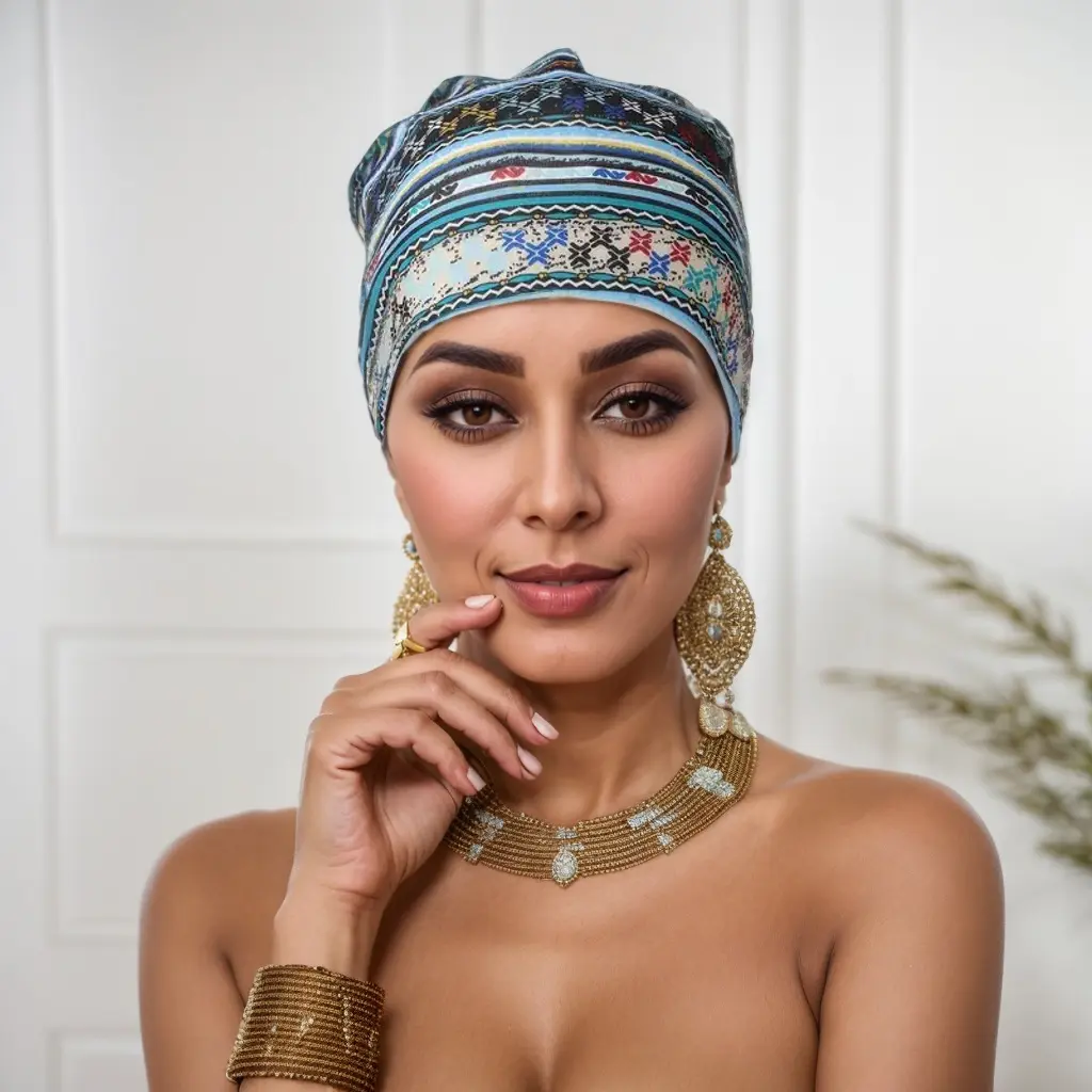 Women's 4-Pack Slouchy Beanie Chemo Hats - Stretch Autumn Head Wraps with Colorful Patterns for Cancer Patients, Head Scarf for Sleep
