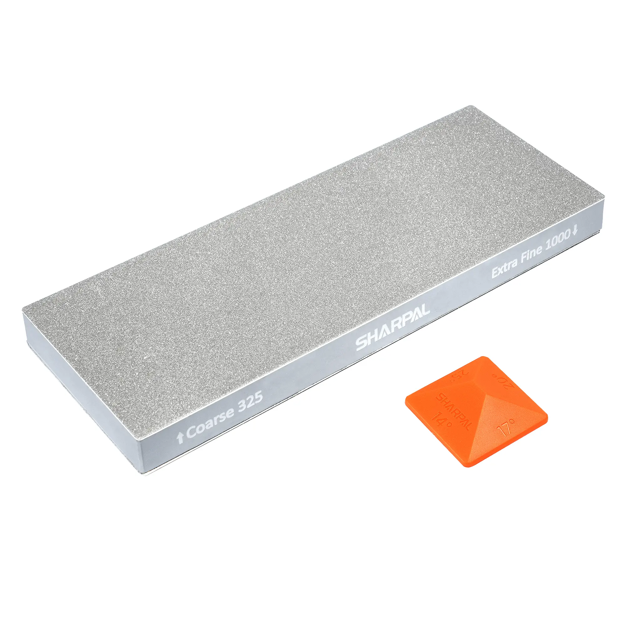 SHARPAL 8"x3" Dual-Grit Diamond Sharpening Stone - Monocrystalline Diamond Whetstone for Knives and Blades, Professional Hand Tool with Anti-Slip Pad and Angle Guide, Blade