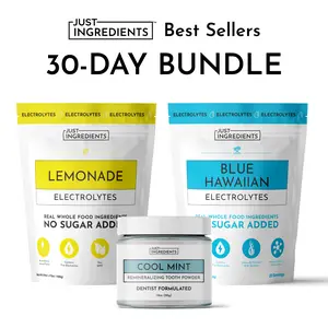 Just Ingredients Best Sellers Bundle - Sensitive Toothpowder - Blue Hawaiian Electrolytes - Lemonade Electrolytes